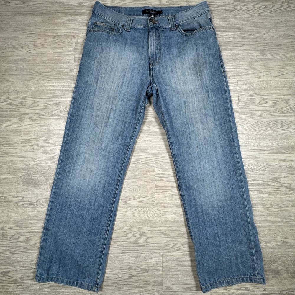 Calvin Klein Men's Jeans Straight Leg Light Wash‎ Blue Denim Flap Pocket 34x30